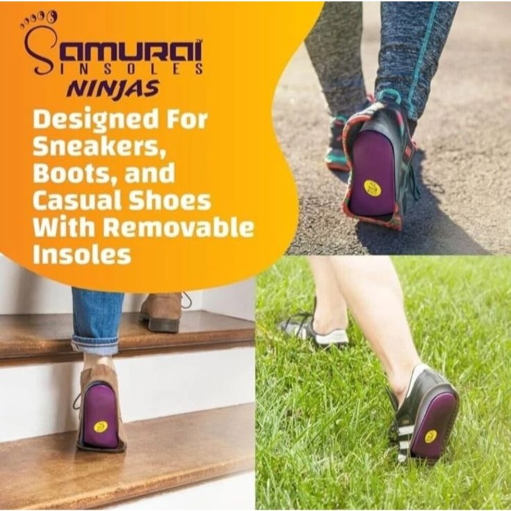 Samurai Insoles Ninjas Plantar Fasciitis Relief M6-6.5 or W8-8.5, Purple NEW